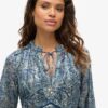Printed Long Sleeve Metallic Mini Dress