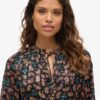 Printed Long Sleeve Metallic Mini Dress