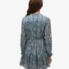 Printed Long Sleeve Metallic Mini Dress