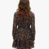 Printed Long Sleeve Metallic Mini Dress