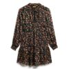 Printed Long Sleeve Metallic Mini Dress
