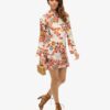 Printed Long Sleeve Mini Dress