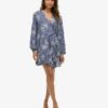 Printed Long Sleeve Wrap Mini Dress