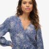 Printed Long Sleeve Wrap Mini Dress