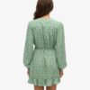 Printed Long Sleeve Wrap Mini Dress