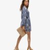 Printed Long Sleeve Wrap Mini Dress