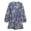 Printed Long Sleeve Wrap Mini Dress