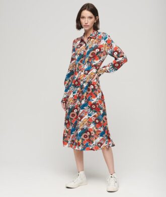 Printed Midi Shirt Dress