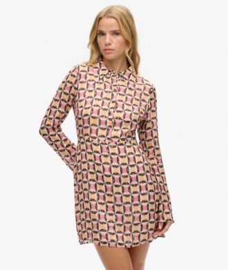 Printed Mini Shirt Dress