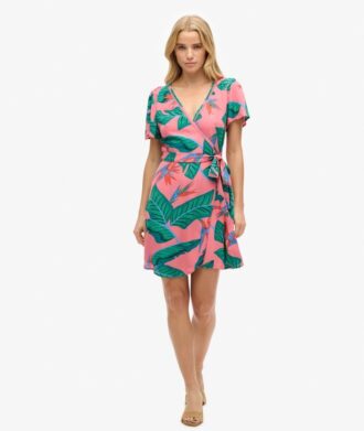 Printed Mini Wrap Dress