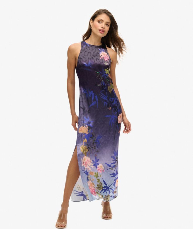 Printed Satin Maxi Dress Printed Satin Maxi Dress