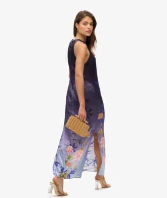 Printed Satin Maxi Dress