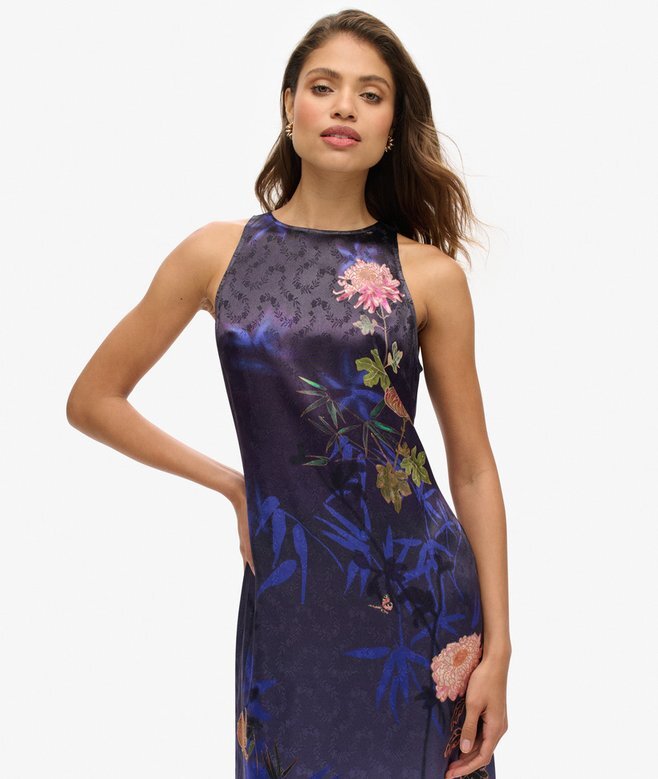 Printed Satin Maxi Dress Printed Satin Maxi Dress