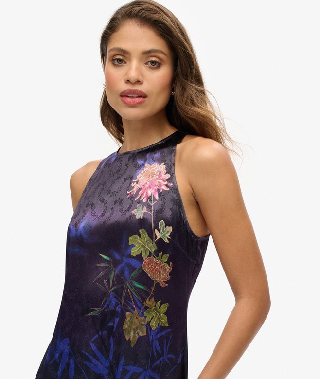 Printed Satin Maxi Dress Printed Satin Maxi Dress