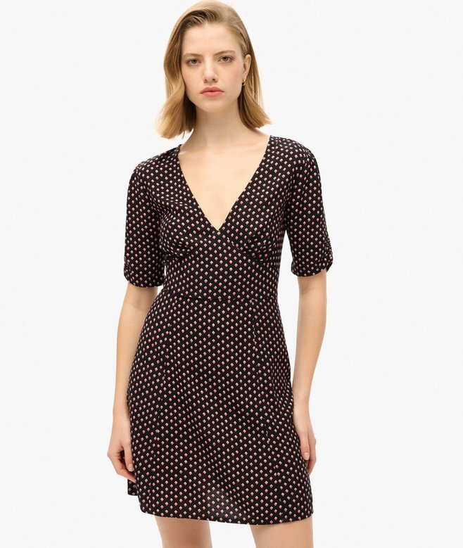Printed Short Sleeve Mini Tea Dress Printed Short Sleeve Mini Tea Dress