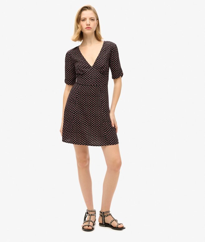 Printed Short Sleeve Mini Tea Dress Printed Short Sleeve Mini Tea Dress