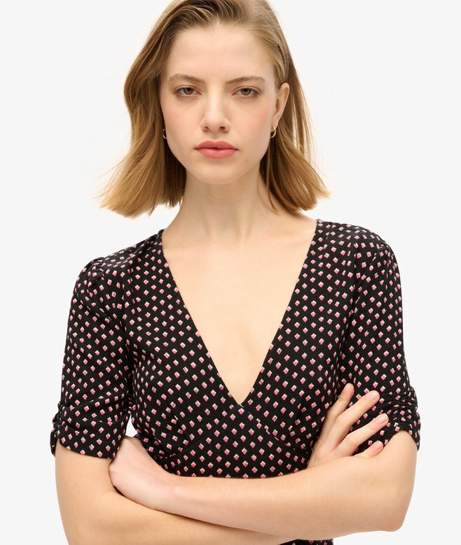 Printed Short Sleeve Mini Tea Dress Printed Short Sleeve Mini Tea Dress