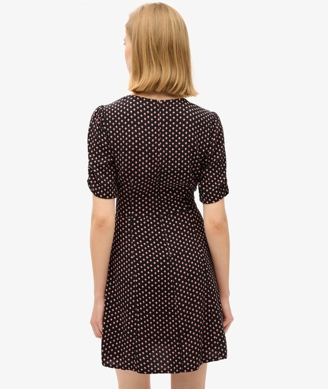 Printed Short Sleeve Mini Tea Dress Printed Short Sleeve Mini Tea Dress