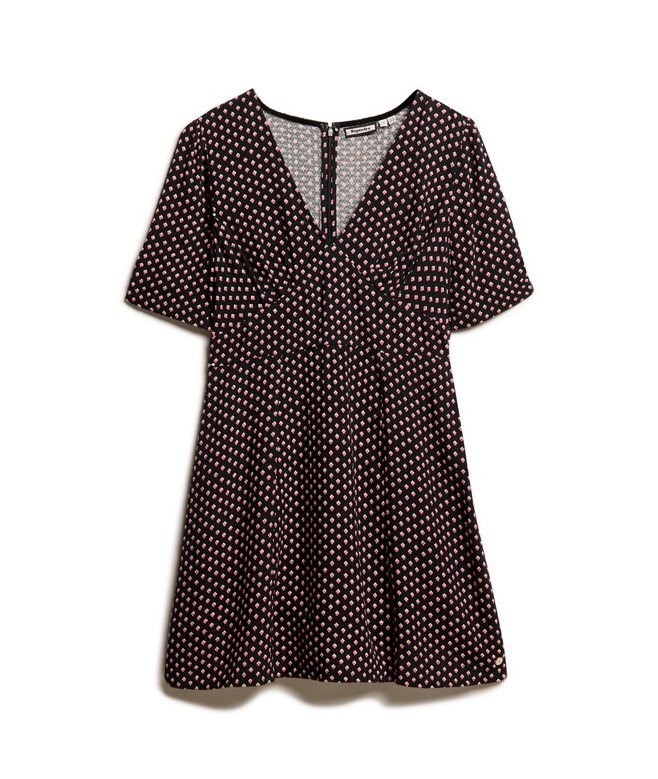 Printed Short Sleeve Mini Tea Dress Printed Short Sleeve Mini Tea Dress