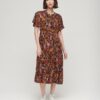 Printed Short Sleeve Tiered Midi Dress Printed Short Sleeve Tiered Midi Dress