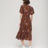 Printed Short Sleeve Tiered Midi Dress Printed Short Sleeve Tiered Midi Dress