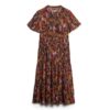 Printed Short Sleeve Tiered Midi Dress Printed Short Sleeve Tiered Midi Dress