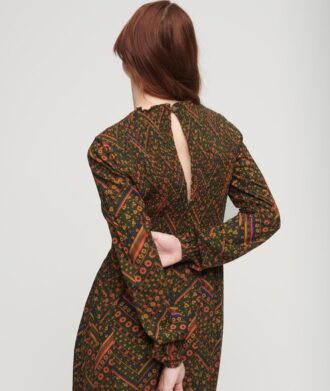 Printed Smocked Maxi Dress
