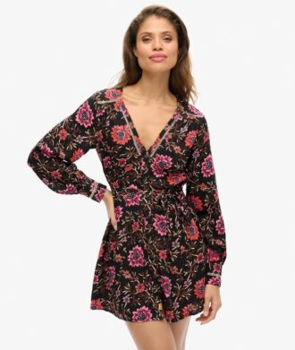 Printed V-Neck Mini Tea Dress