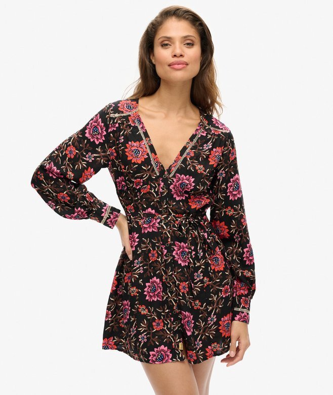 Printed V-Neck Mini Tea Dress Printed V-Neck Mini Tea Dress