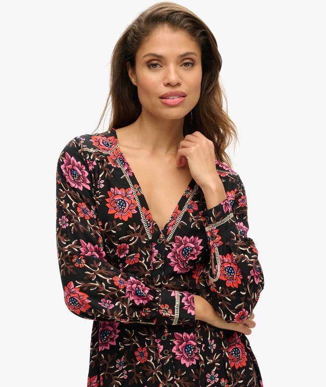 Printed V-Neck Mini Tea Dress Printed V-Neck Mini Tea Dress