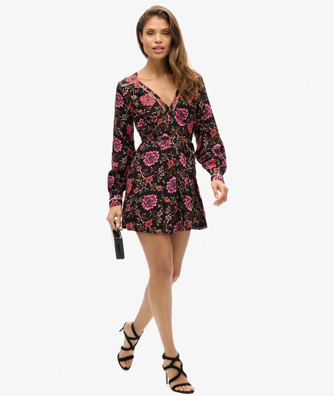 Printed V-Neck Mini Tea Dress Printed V-Neck Mini Tea Dress