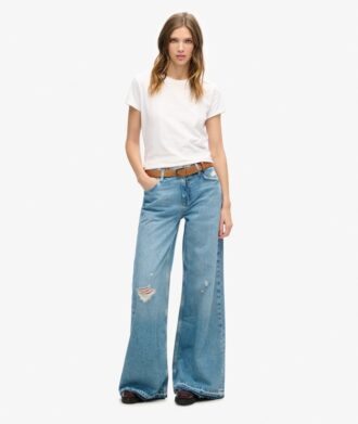 Raw Hem Wide Leg Flare Jeans