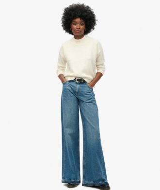 Raw Hem Wide Leg Flare Jeans