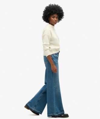 Raw Hem Wide Leg Flare Jeans