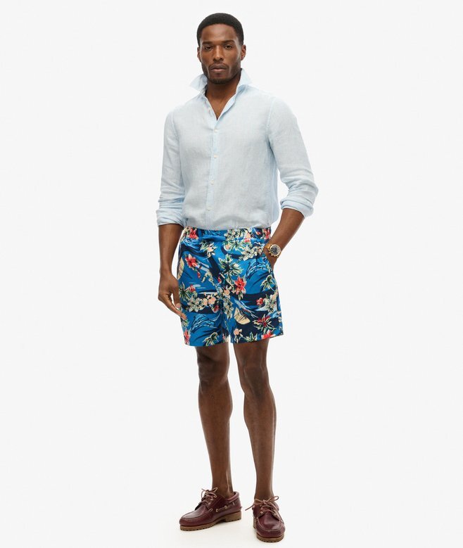 Recycled Hawaiian Print 17-Inch Swim Shorts Recycled Hawaiian Print 17-Inch Swim Shorts
