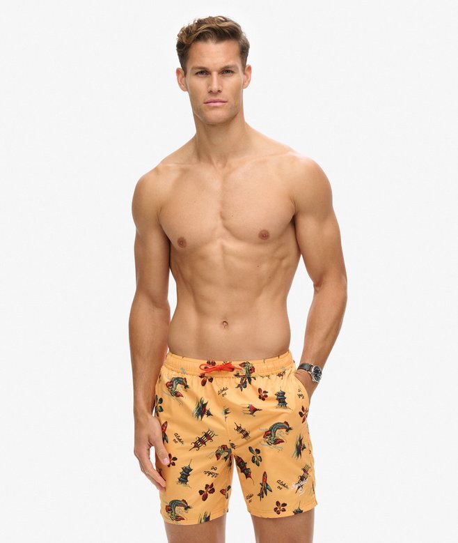Recycled Hawaiian Print 17-Inch Swim Shorts Recycled Hawaiian Print 17-Inch Swim Shorts