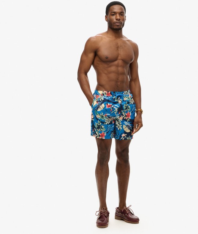 Recycled Hawaiian Print 17-Inch Swim Shorts Recycled Hawaiian Print 17-Inch Swim Shorts