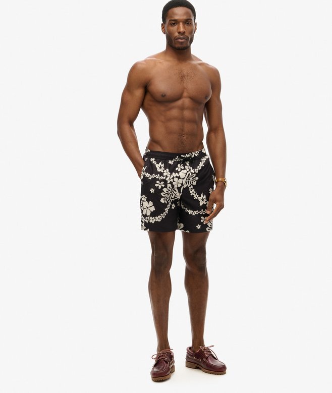Recycled Hawaiian Print 17-Inch Swim Shorts Recycled Hawaiian Print 17-Inch Swim Shorts