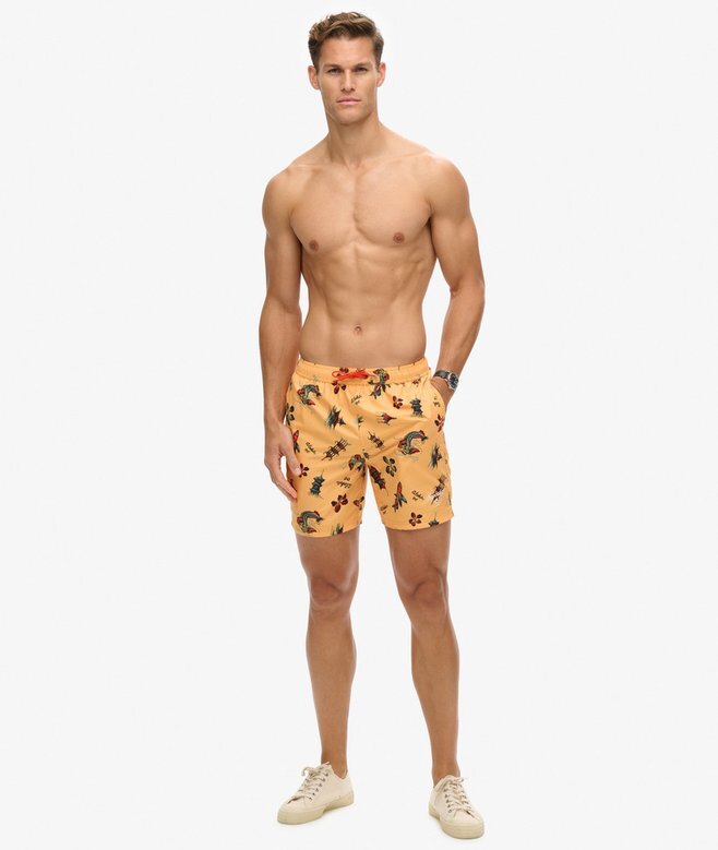 Recycled Hawaiian Print 17-Inch Swim Shorts Recycled Hawaiian Print 17-Inch Swim Shorts
