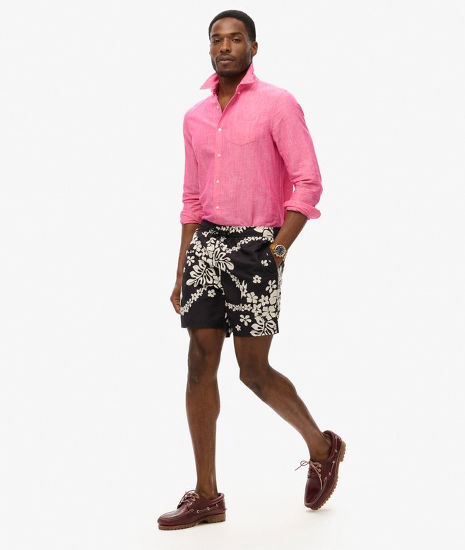 Recycled Hawaiian Print 17-Inch Swim Shorts Recycled Hawaiian Print 17-Inch Swim Shorts