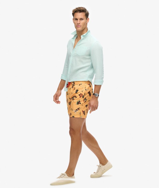 Recycled Hawaiian Print 17-Inch Swim Shorts Recycled Hawaiian Print 17-Inch Swim Shorts
