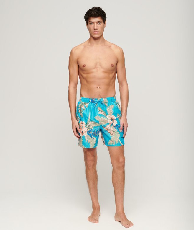 Recycled Hawaiian Print 17-Inch Swim Shorts Recycled Hawaiian Print 17-Inch Swim Shorts