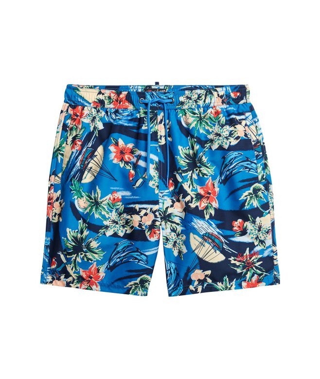 Recycled Hawaiian Print 17-Inch Swim Shorts Recycled Hawaiian Print 17-Inch Swim Shorts