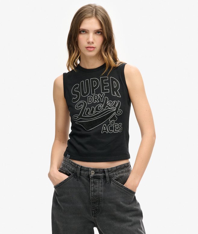 Retro Embellished Slim Vest Top Retro Embellished Slim Vest Top