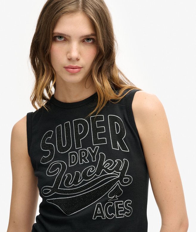 Retro Embellished Slim Vest Top Retro Embellished Slim Vest Top