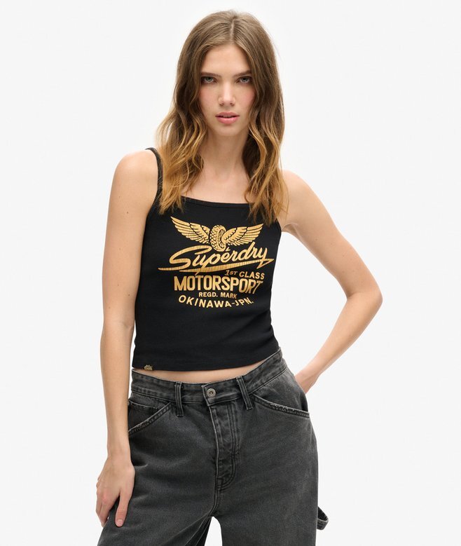 Retro Rocker Graphic Rib Cami Top Retro Rocker Graphic Rib Cami Top