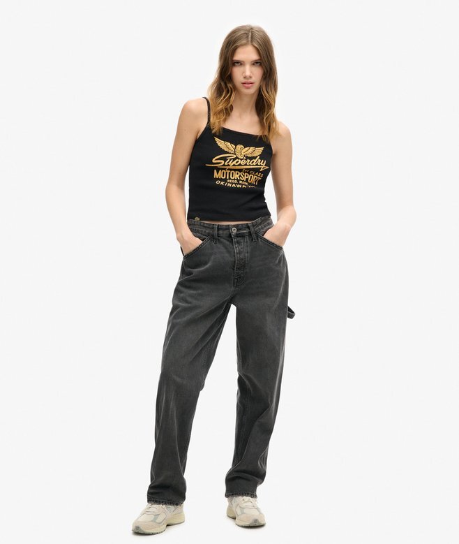 Retro Rocker Graphic Rib Cami Top Retro Rocker Graphic Rib Cami Top