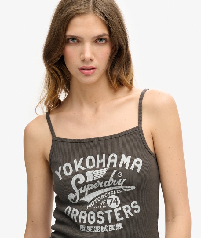 Retro Rocker Graphic Rib Cami Top Retro Rocker Graphic Rib Cami Top