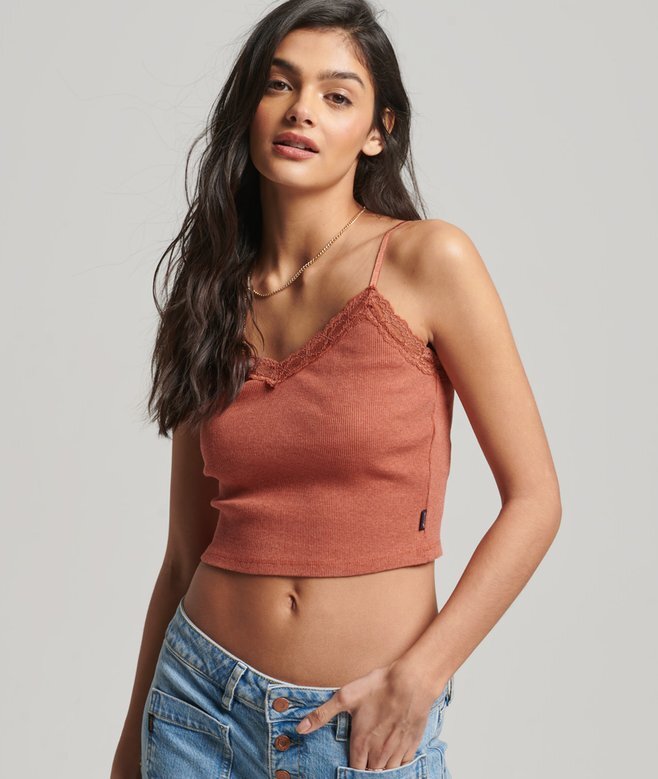 Rib Lace Trim Cami Top Rib Lace Trim Cami Top
