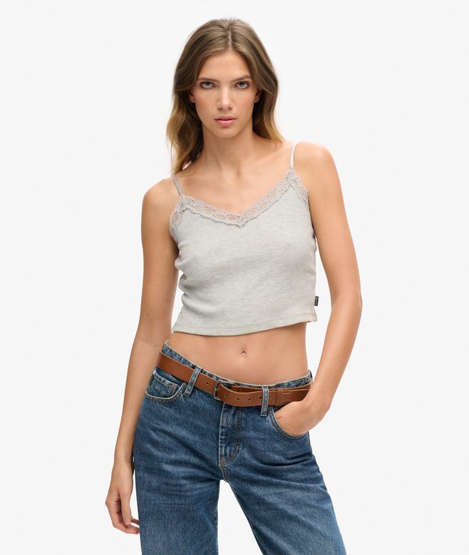 Rib Lace Trim Cami Top Rib Lace Trim Cami Top